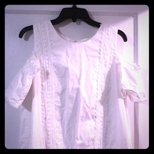 White lace cold shoulder dress